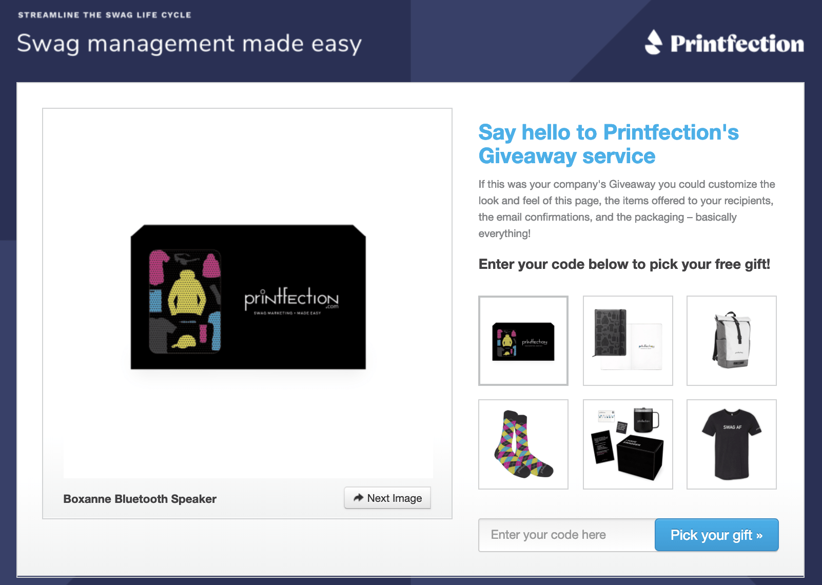 swag management platform screenshot of a giveaway campaign