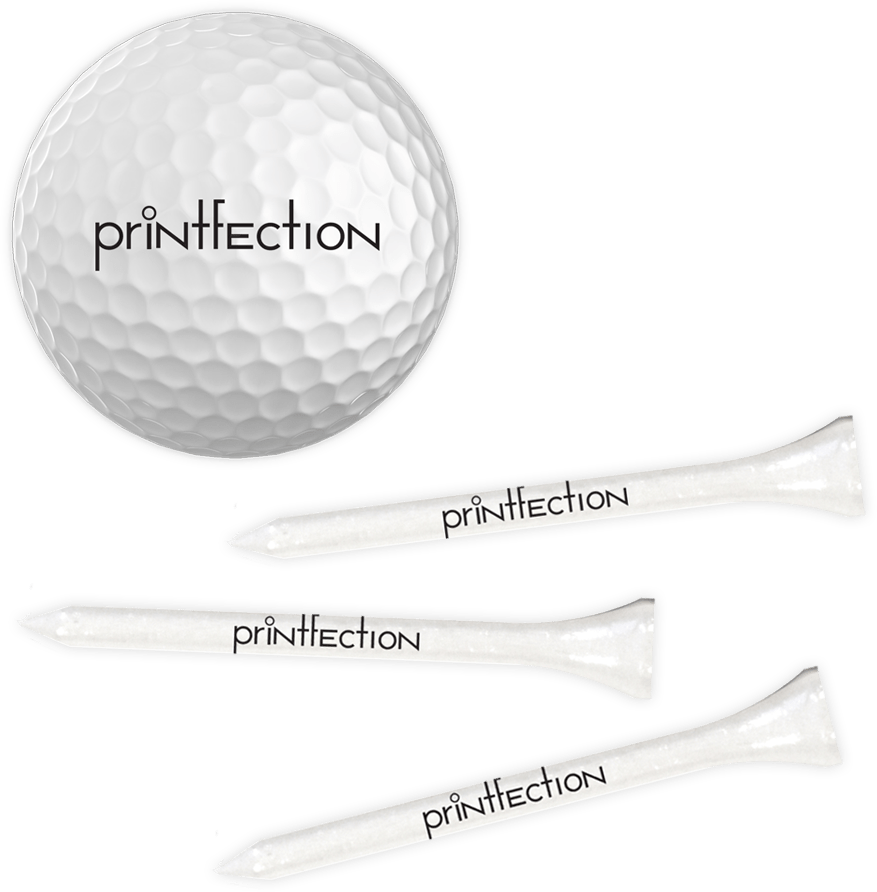 summer swag items for golfers: branded golf balls and tees