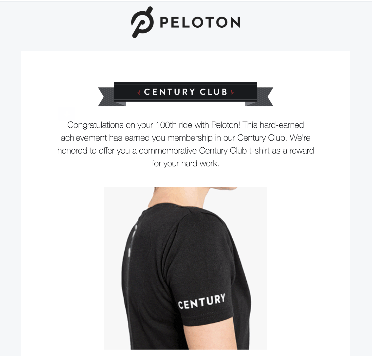 peloton's customer swag campaign email