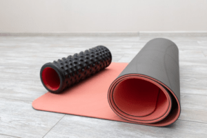 foam roller and yoga mat, great swag ideas for employees