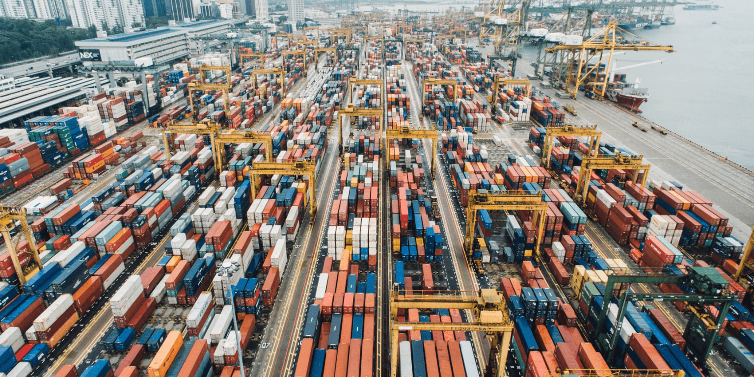 January 2022 Update on the State of Supply Chains shipping contains at port