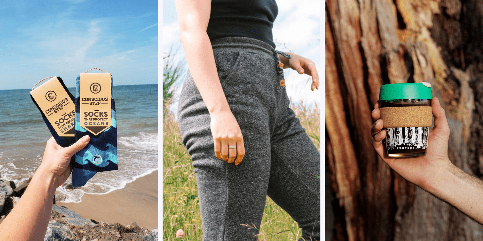 Your guide to sustainable swag sustainable swag items including socks, apparel, and drinkware