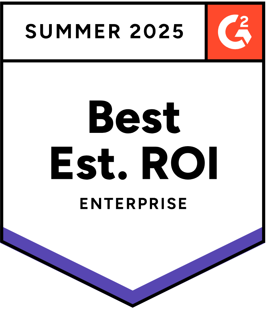 G2 Badge Summer 2025_Best ROI G2 Badge Summer 2025 awarding Printfection with Best ROI