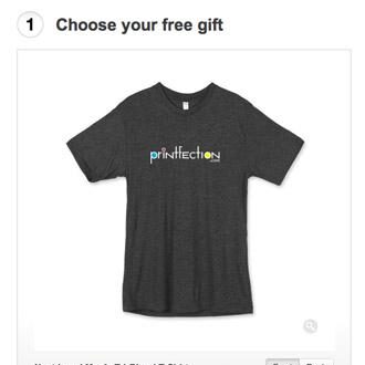 free-gift A t-shirt being offered as a free gift within Printfection's swag management solution